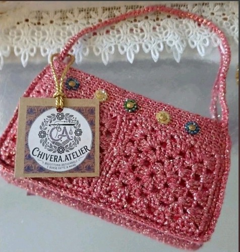 Borsa donna uncinetto rosa - uncinetto,