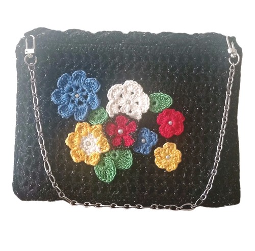 Borsa donna uncinetto - borsa, nera
