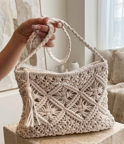 Borsa tracolla macramè - borsa,