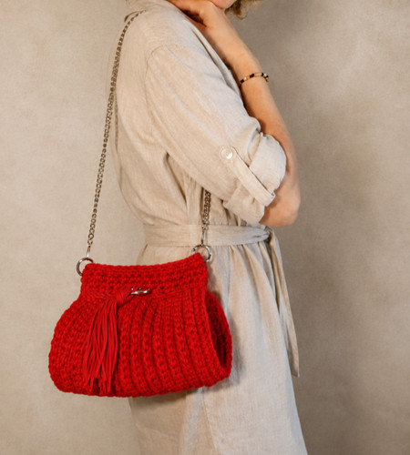 Pochette rossa uncinetto fatta - rossa,